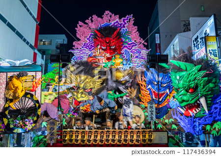 "Aomori Prefecture" Nighttime float display and parade at the Hachinohe Sansha Festival in summer "Aomori Prefecture" Nighttime float display and parade at the Hachinohe Sansha Festival in summer 117436394