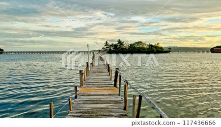 beautiful view of the tropical beach of Osi Island, West Seram, Maluku 117436666