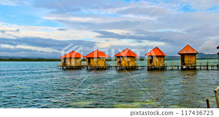 beautiful view of the tropical beach of Osi Island, West Seram, Maluku 117436725