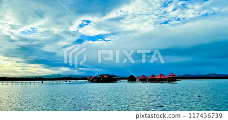 beautiful view of the tropical beach of Osi Island, West Seram, Maluku 117436739