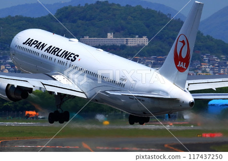 Osaka International Airport JAL Airplane Takeoff Sky Park 117437250