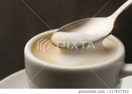 Cafe latte steamed milk 117437352