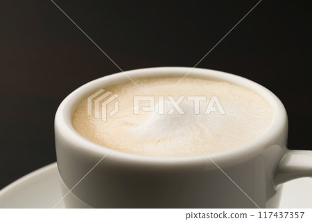 Cafe latte steamed milk 117437357
