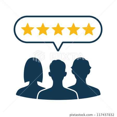 Icon set of people silhouettes and star rating Icon set of people silhouettes and star rating 117437832
