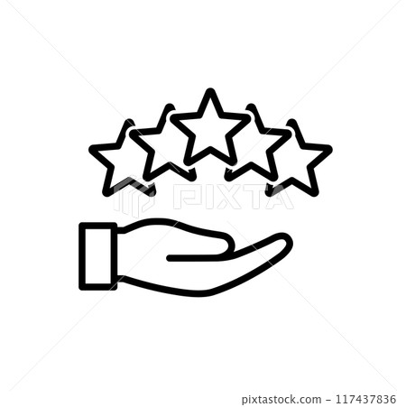 Hand and five star icon material 117437836
