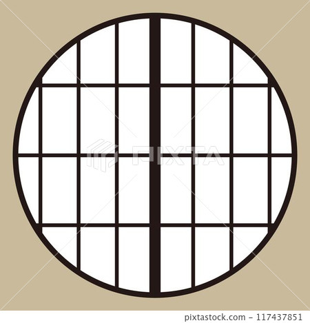 Closed round shoji screen illustration material 1 Closed round shoji screen illustration material 1 117437851