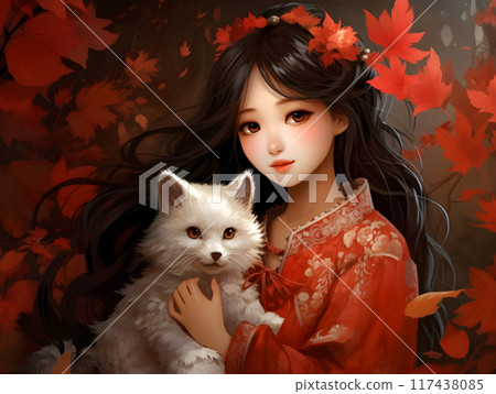 Cute Kumiho Korean Folklore Nine Tail Fox Shapeshifter AI Artwork 117438085