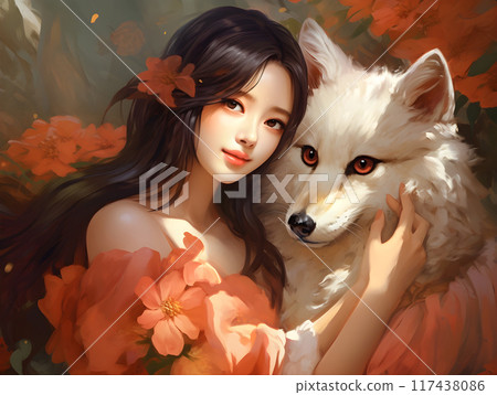 Cute Kumiho Korean Folklore Nine Tail Fox Shapeshifter AI Artwork 117438086