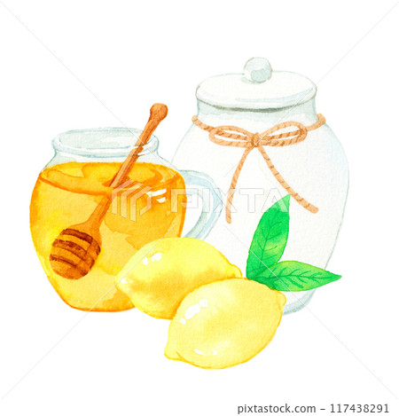 Honey lemon illustration 117438291