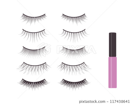 Illustration of a set of false eyelashes 117438641