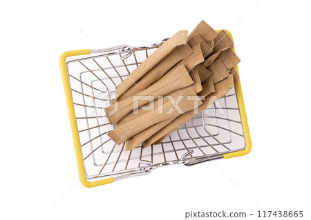 paper sugar sticks isolated on white background paper sugar sticks isolated on white background 117438665