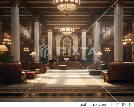 Elegant Luxury Hotel Reception Area Hall Lobby AI Artwork 117438708