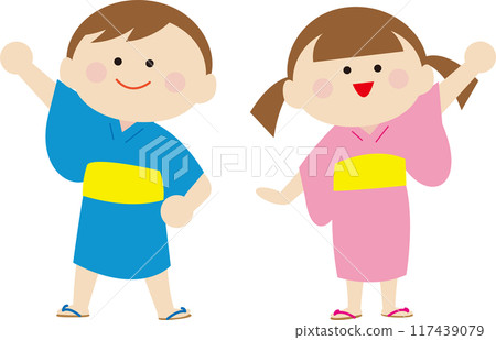 Boys and girls in a yukata 117439079
