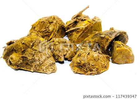 dried turmeric isolated on the white background dried turmeric isolated on the white background 117439347