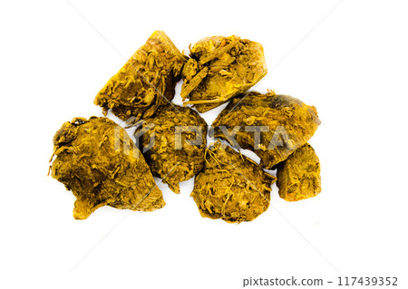 dried turmeric isolated on the white background dried turmeric isolated on the white background 117439352