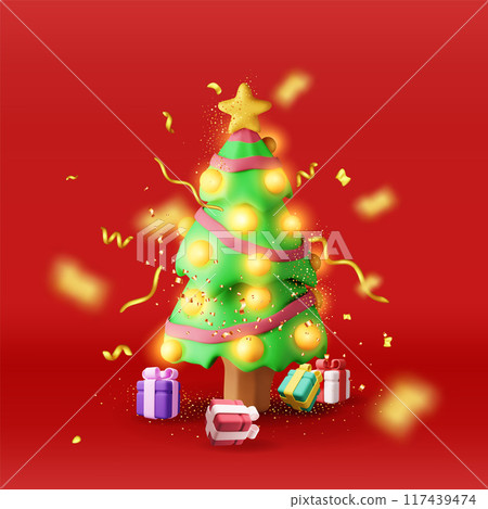 3D christmas tree decorated 117439474