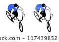 Illustration of a person riding a bicycle in a BMX competition 117439852