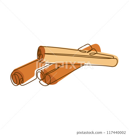 Cinnamon Roll Spice Condiment Aromatic Herbal in Line Art Style Cinnamon Roll Spice Condiment Aromatic Herbal in Line Art Style 117440002