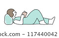 Illustration of a woman lying down and reading 117440042