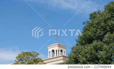 Church that shines in the blue sky Church that shines in the blue sky 117440044