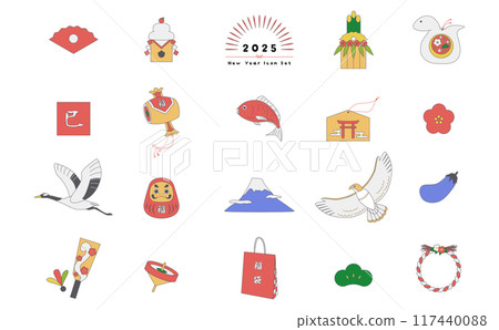 Christmas icon set with main lines 117440088