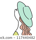 Illustration of a woman wearing a hat looking up at the sky 117440482