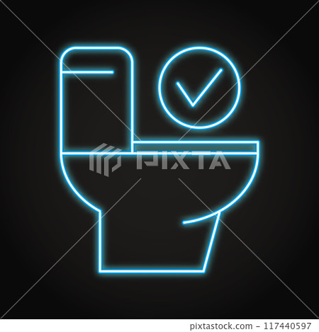 Toilet with ok checkmark neon icon Toilet with ok checkmark neon icon 117440597