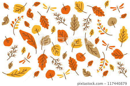 Cute and simple illustration background material of fallen leaves Cute and simple illustration background material of fallen leaves 117440879