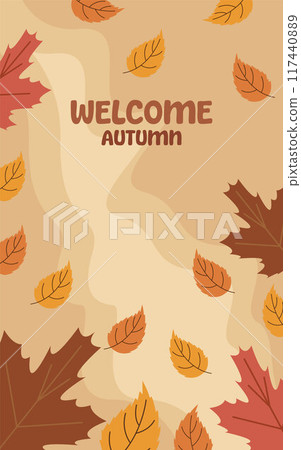 autumn poster template autumn portrait background illustration vector design  117440889