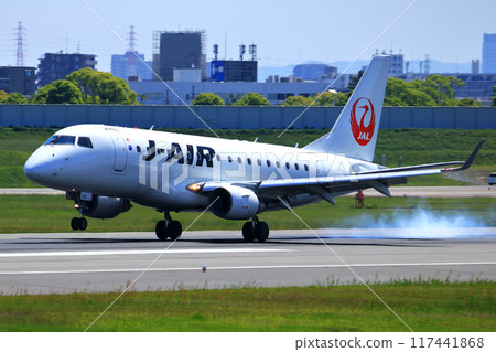 Osaka International Airport JAL Airplane Landing Ready Sky Park 117441868