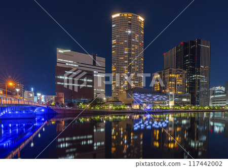 Osaka Nakanoshima night view Tamae Bridge and Hotarumachi area 117442002