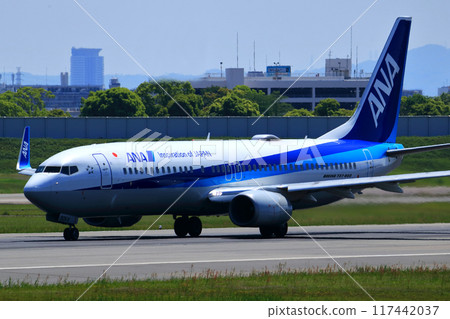 Osaka International Airport ANA Airplane Takeoff Ready Sky Park Osaka International Airport ANA Airplane Takeoff Ready Sky Park 117442037