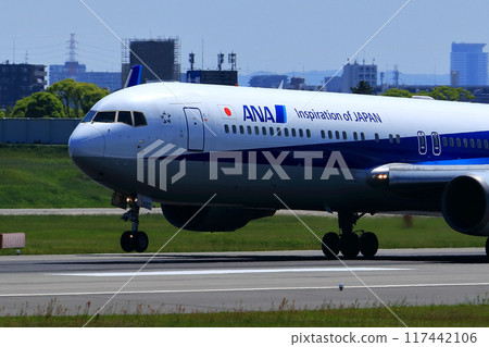 Osaka International Airport ANA Airplane Landing Sky Park 117442106