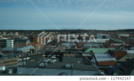 Scenic panorama photo of Umea. Beautiful northern Sweden, Vasterbotten, Umea 117442147