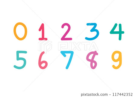 Set of number 0-9 hand drawn. Vector illustration 117442352