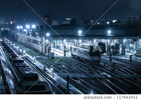 Nagoya Depot at night, from Mukaibashi Bridge Nagoya Depot at night, from Mukaibashi Bridge 117442431