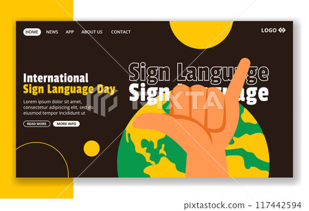 Day of Sign Languages Social Media Landing Page Cartoon Hand Drawn Templates Background Illustration Day of Sign Languages Social Media Landing Page Cartoon Hand Drawn Templates Background Illustration 117442594