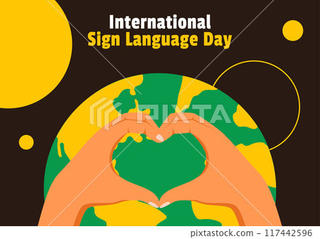 Day of Sign Languages Social Media Background Flat Cartoon Hand Drawn Templates Illustration Day of Sign Languages Social Media Background Flat Cartoon Hand Drawn Templates Illustration 117442596
