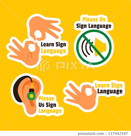 Day of Sign Languages Label Flat Cartoon Hand Drawn Templates Background Illustration Day of Sign Languages Label Flat Cartoon Hand Drawn Templates Background Illustration 117442597