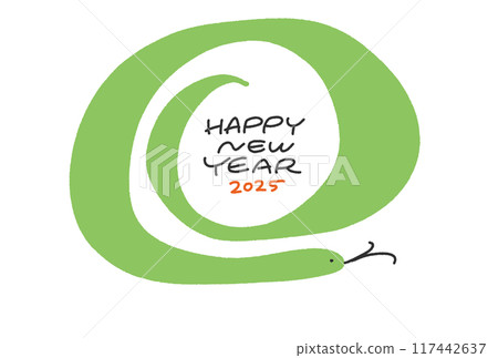 Simple and stylish snake New Year's card Reiwa 7 2025 117442637