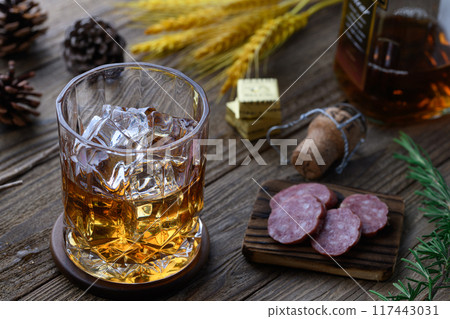 whiskey rock wood background 117443031