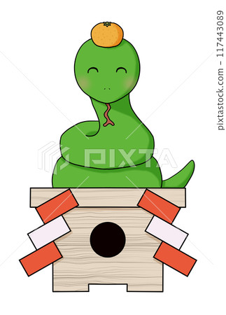 Snake (green) x Kagami mochi (smiling face with tongue) Snake (green) x Kagami mochi (smiling face with tongue) 117443089