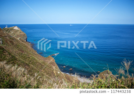 Shakotan Peninsula | The view from the Charenka Path leading to Cape Kamui is a spectacular sight, dyed Shakotan blue. Shakotan Peninsula | The view from the Charenka Path leading to Cape Kamui is a spectacular sight, dyed Shakotan blue. 117443238