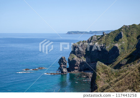 Shakotan Peninsula | The view from the Charenka Path leading to Cape Kamui is a spectacular sight, dyed Shakotan blue. Shakotan Peninsula | The view from the Charenka Path leading to Cape Kamui is a spectacular sight, dyed Shakotan blue. 117443258