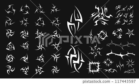 Y2K elements collection. Retrofuturistic objects asset. 117443597