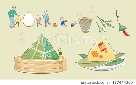 Duanwu People and Food Element Set 117444390