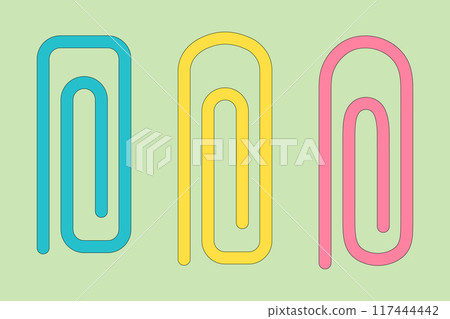 Colorful Paperclips on Pastel Background 117444442
