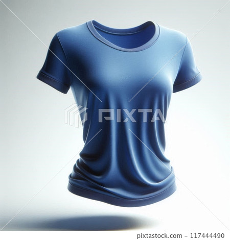 High-quality floating blank female t-shirts in various colors, ideal for mockups, presentations, and marketing materials 117444490