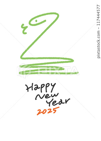 Simple snake silhouette New Year's card Reiwa 7 2025 line drawing Simple snake silhouette New Year's card Reiwa 7 2025 line drawing 117444577