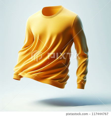 A high-quality mockup of a floating, long-sleeved men's shirt in various colors, ideal for ecommerce, fashion design, and marketing use 117444767